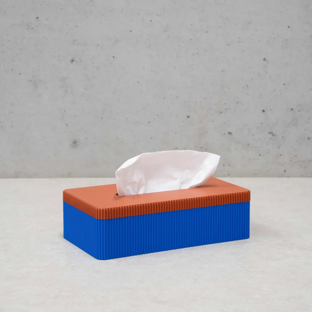 Wavy Tissuebox Blauw/Terracotta Wavy Design Studio