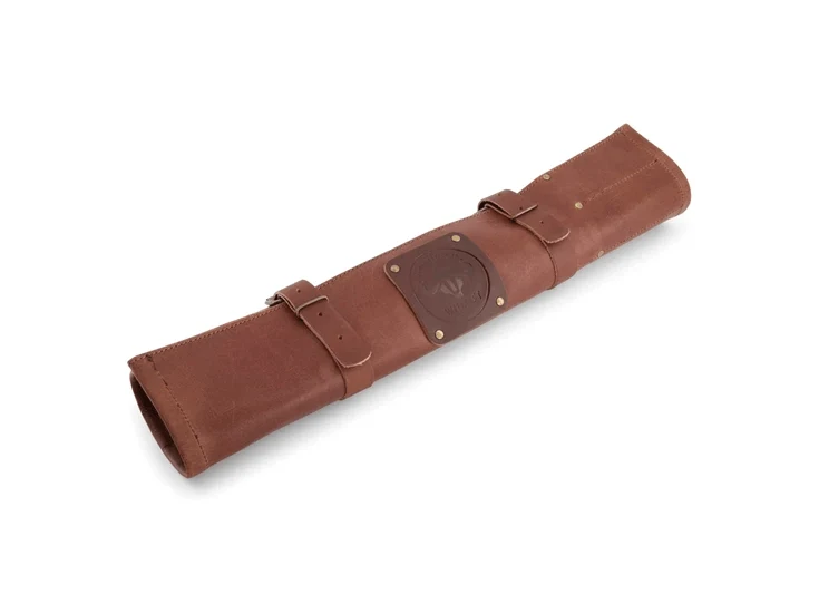 Witloft buffelleder messentas voor 5 messen cognac