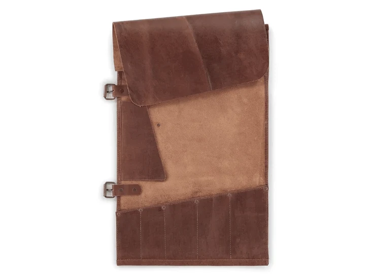 Witloft buffelleder messentas voor 5 messen cognac