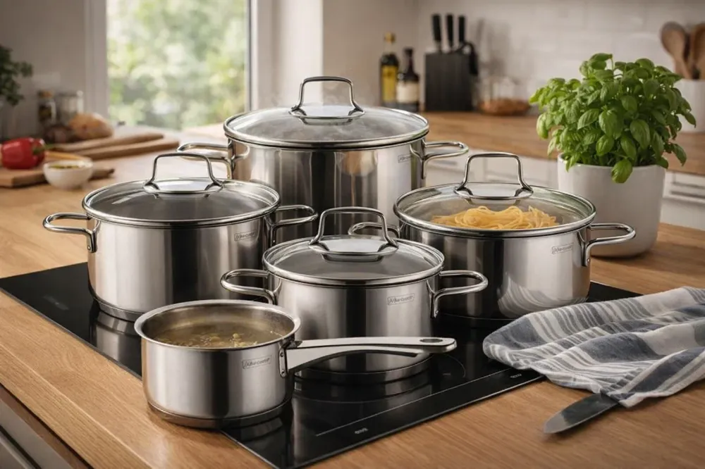 WMF Pannenset Astoria 5-Delig Inclusief GRATIS Cookinglife Kookgerei set - Kookpan ø 16, 20, 24 en 28 cm en Steelpan ø 14 cm