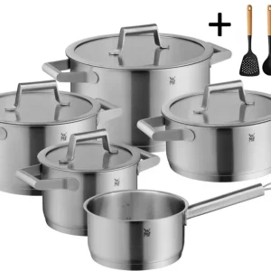 WMF Pannenset Comfort Line 5-Delig Inclusief GRATIS Cookinglife Kookgerei set - Kookpan ø 16, 20, 20 en 24 cm en Steelpan...