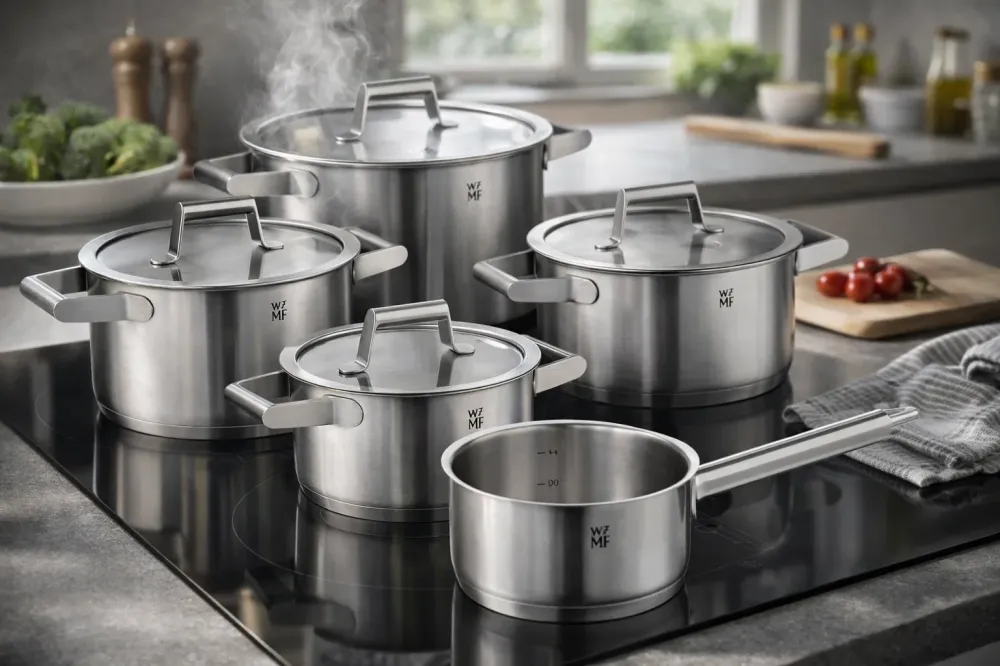 WMF Pannenset Comfort Line 5-Delig Inclusief GRATIS Cookinglife Kookgerei set - Kookpan ø 16, 20, 20 en 24 cm en Steelpan...