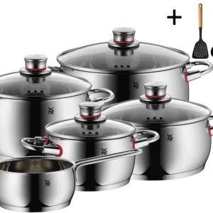 WMF Pannenset Quality One - RVS 5-Delig Inclusief GRATIS Cookinglife Kookgerei set - Kookpan ø 16, 20, 20 en 24 cm en Stee...