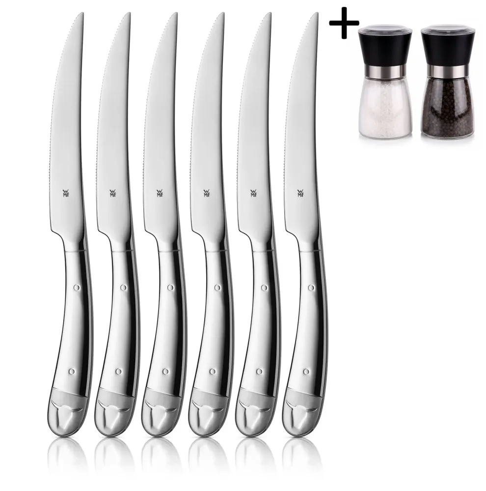 WMF Steakmessen 6-delig - Inclusief GRATIS Cookinglife Peper- en Zoutmolenset