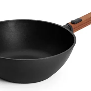 WOLL EcoLogic QXR Wok inductie met houten afneembare greep - Ø240mm - H 90mm - Zwart
