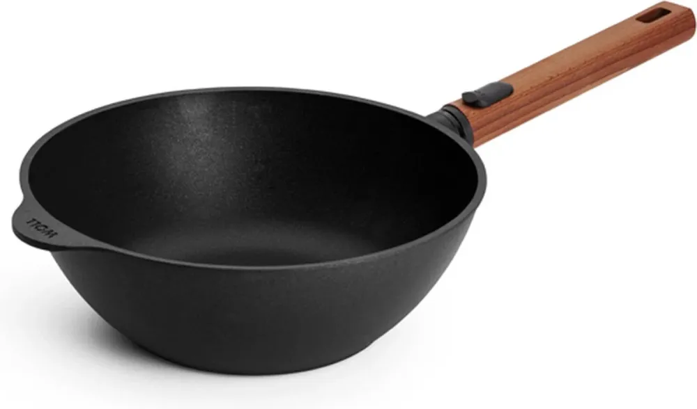 WOLL EcoLogic QXR Wok inductie met houten afneembare greep - Ø240mm - H 90mm - Zwart