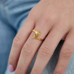 Ring Star & Moon goud Yehwang