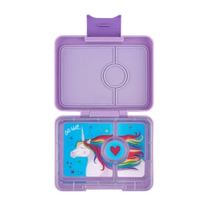 Yumbox Bentobox/Snackdoos 3 vakken - 17x13x5cm - Lavande Purple/Unicorn Tray