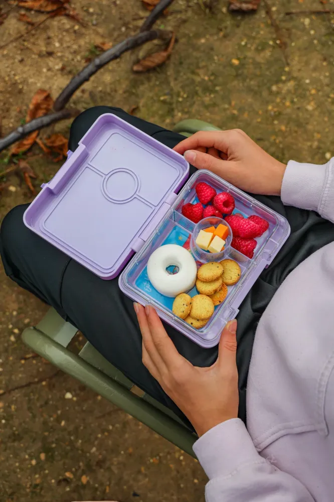 Yumbox Bentobox/Snackdoos 3 vakken - 17x13x5cm - Lavande Purple/Unicorn Tray