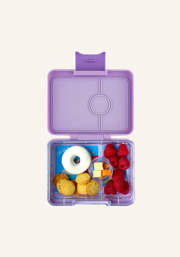 Yumbox Bentobox/Snackdoos 3 vakken - 17x13x5cm - Lavande Purple/Unicorn Tray
