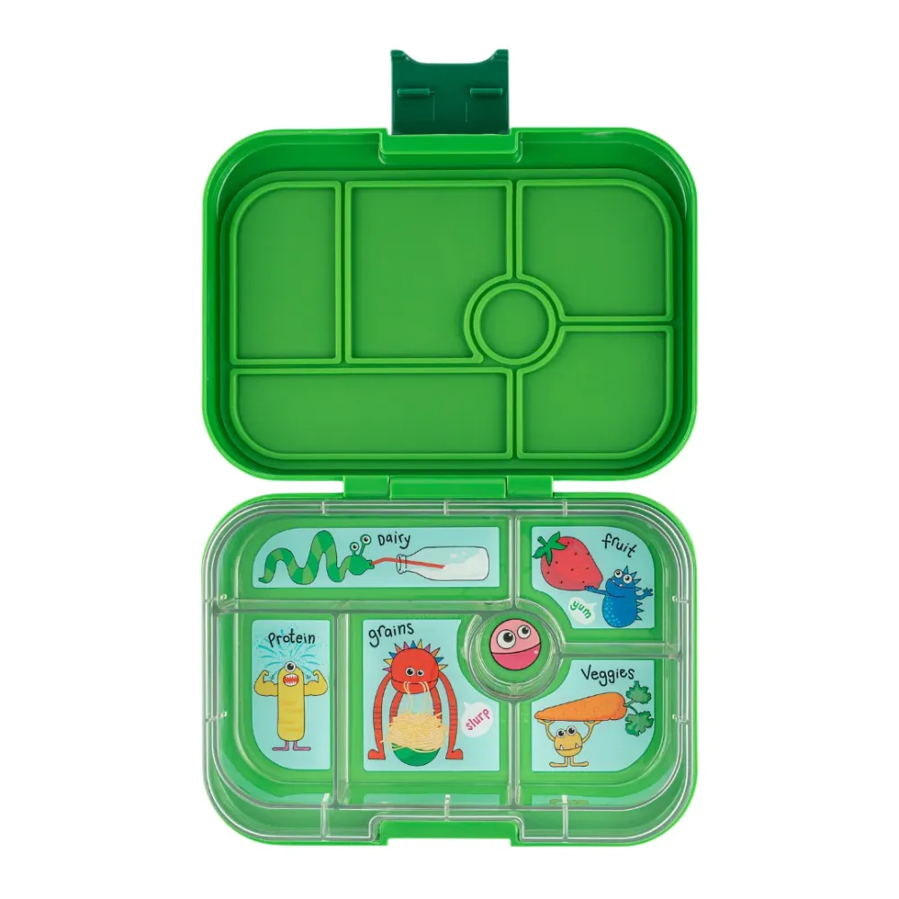 Yumbox Original Bentobox 6 vakken - 22x15x5cm - Jurassic Green/Funny Monsters Tray