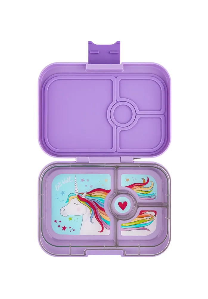 Yumbox Panino Bentobox 4 vakken - 22x15x5cm - Lavander Purple/Unicorn Tray