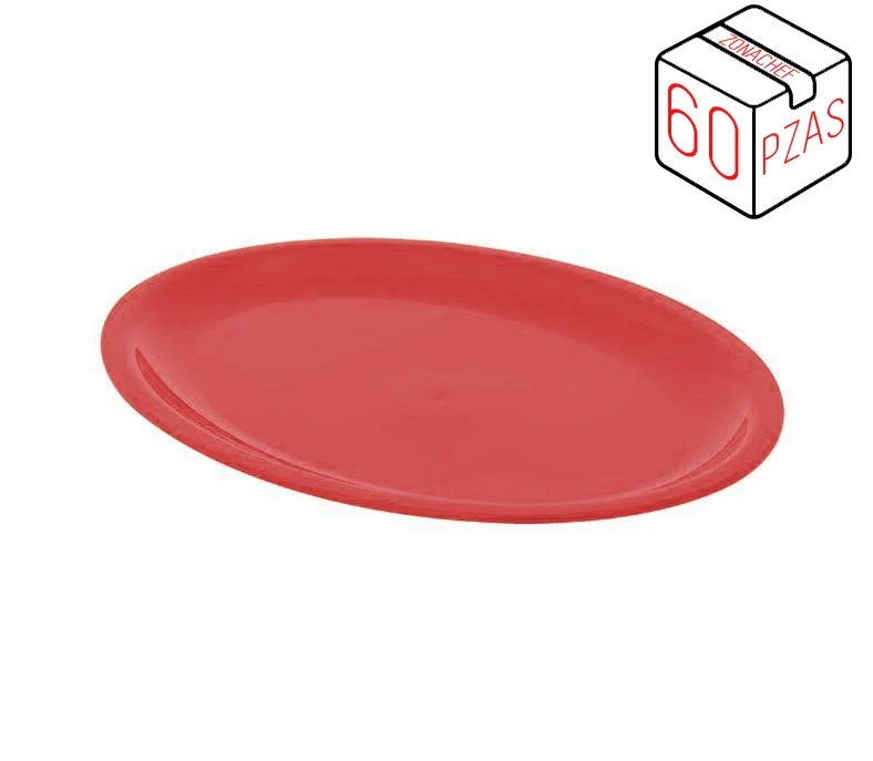 Linea Colombia de Polipropileno Plato Plano XL de 24.5 cm Rojo Caja c/60 pzas Tcp ZONA CHEF