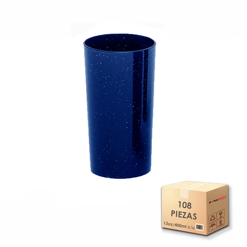 Linea Plastipeltre Vaso jaibolero 13 Oz/400ml Caja c/108 pzas AZUL MARINO ZONA CHEF