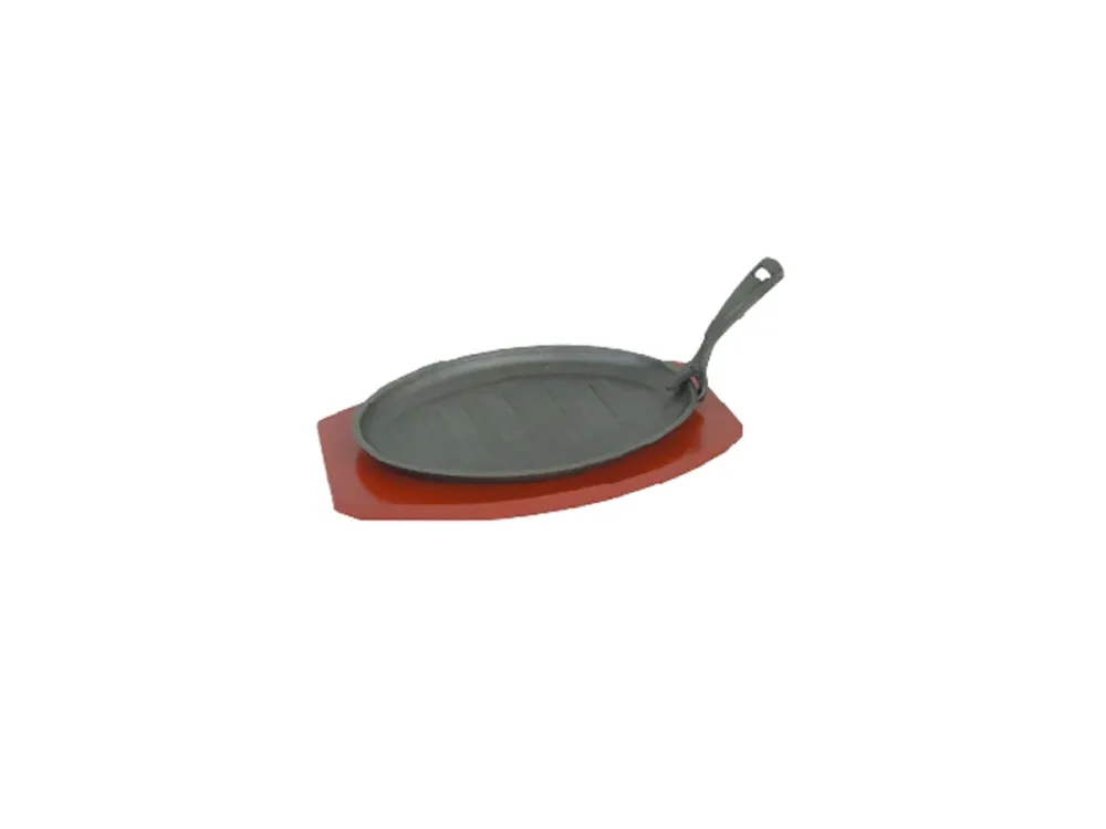 Plato para Carne Ovalado con Base y Agarradera Hierro Fundido BWTH ZONA CHEF