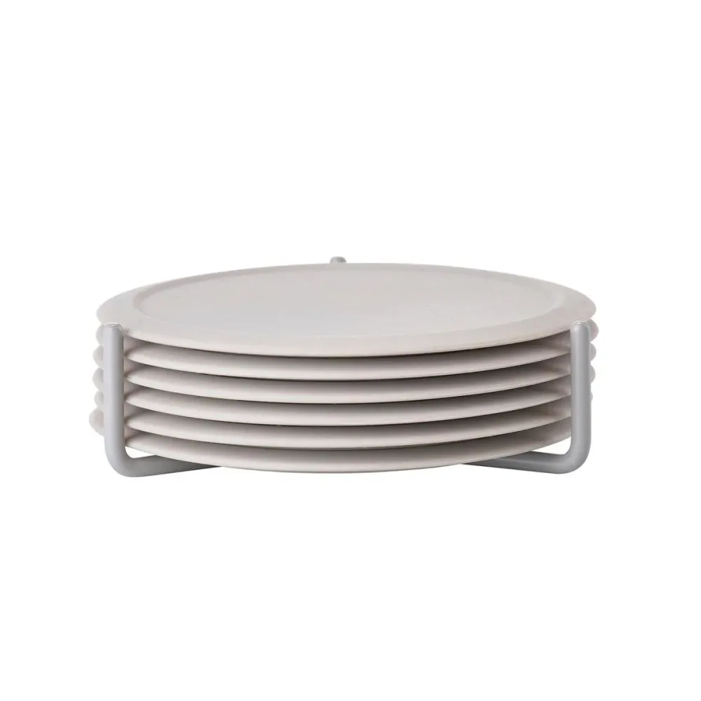 ZONE glasonderzett.m.houder 6dlg SINGLES warm grey ZONE222372057