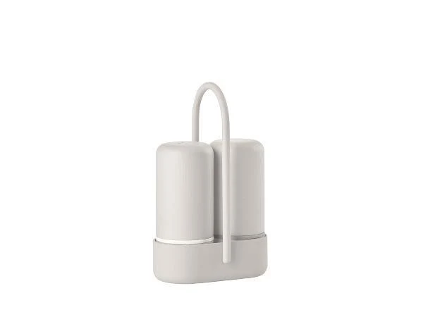 ZONE menageset 3dlg peper-&zoutvat&houder SINGLES grey ZONE 22p032 abs/metal 65x33xh89mm