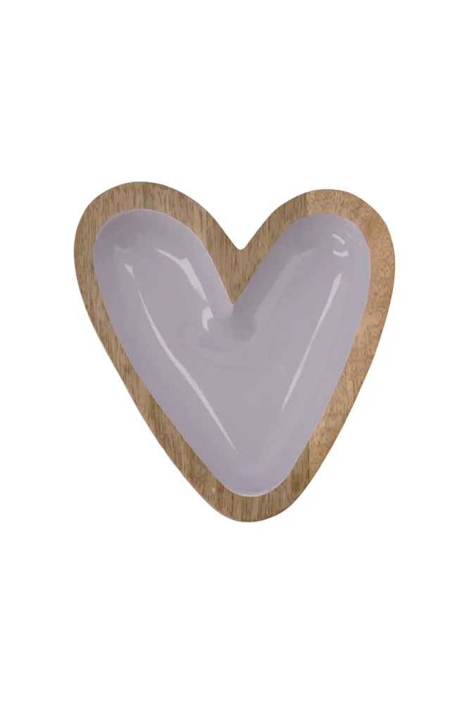 Zusss Kommetje hout hartvorm grijsblauw