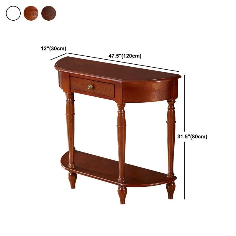11.8" W Wood End Table Storage Half Moon Mid-Century Strak Console Table 31l