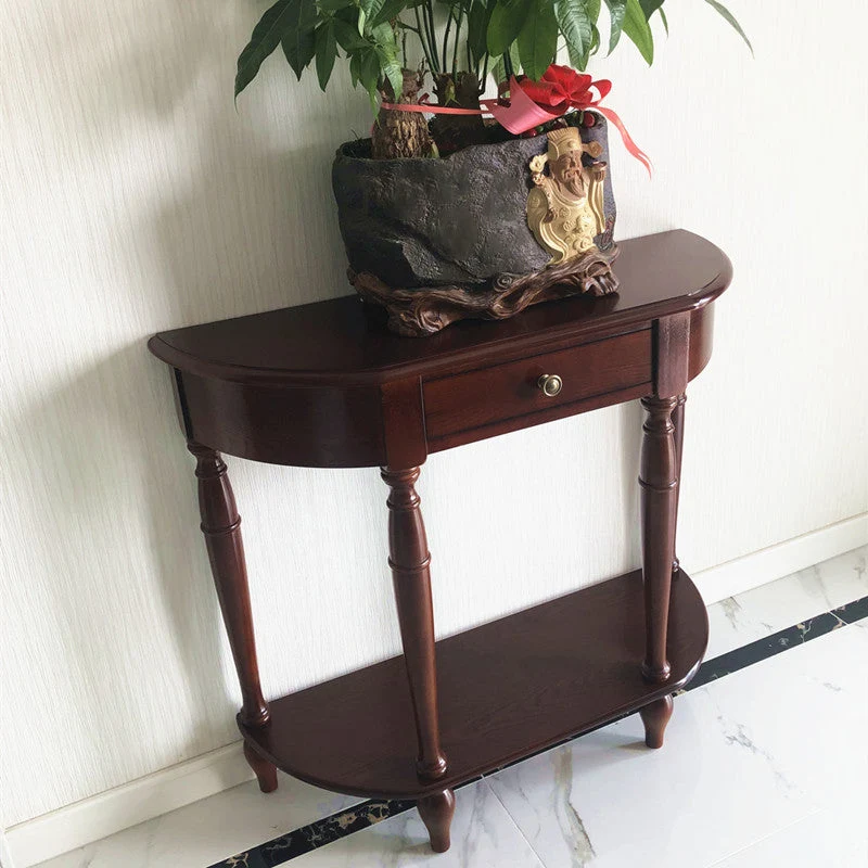 11.8" W Wood End Table Storage Half Moon Mid-Century Strak Console Table 31l