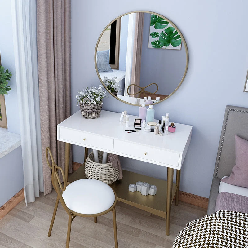 17.71" Spacieux Makeup Counter Mirror Vanity Tables 2 Storage Drawers 24l