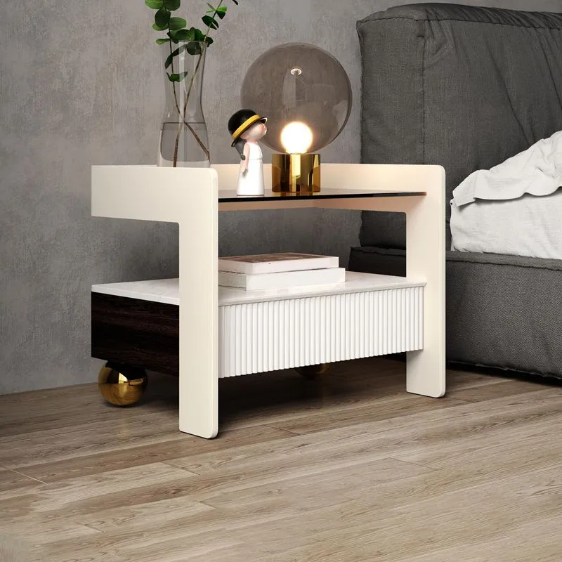 18.89" Tall 1 - Drawer Nightstand Modern Glazen Nightstand Open Storage 19h