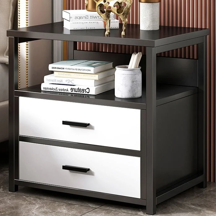 19.6" Lang Wooden Nightstand Modern Night Stand Drawers and Shelf White