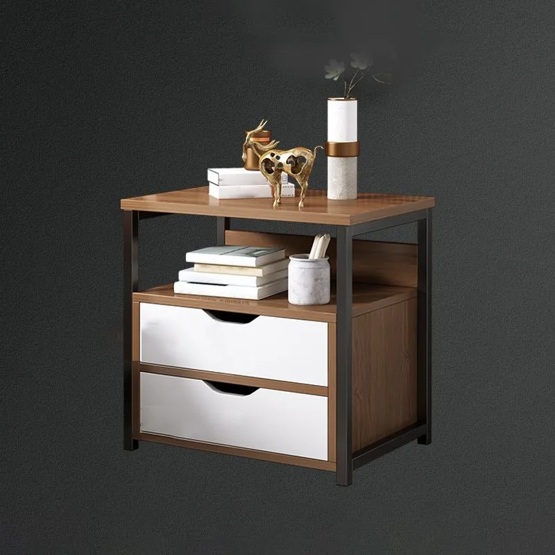 19.6" Lang Wooden Nightstand Modern Night Stand Drawers and Shelf White