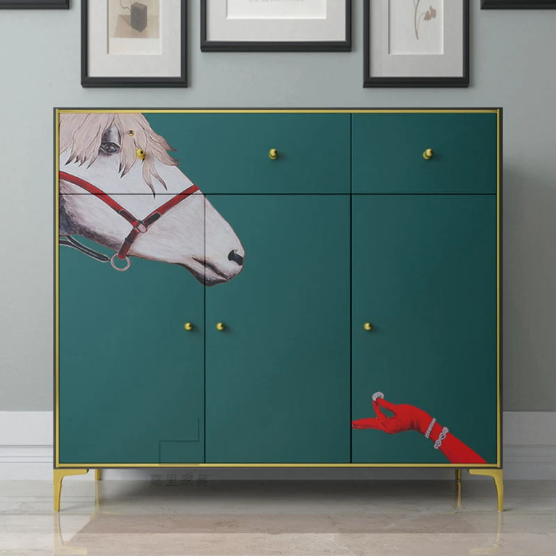 47.5"L Wood Dining Room Sideboard Cabinet Contemporain Credenza Storage and Drawer Dark