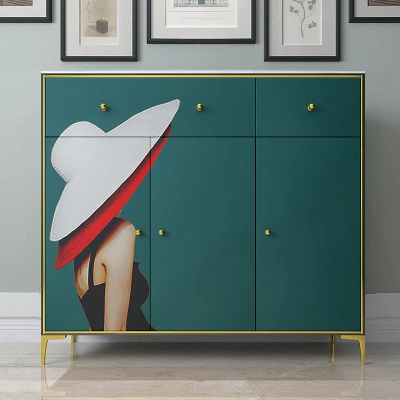 47.5"L Wood Dining Room Sideboard Cabinet Contemporain Credenza Storage and Drawer Dark