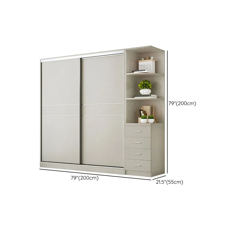 Actueel Artificial Wood Wardrobe Freestanding Wardrobe Sliding Doors Living Room 39l