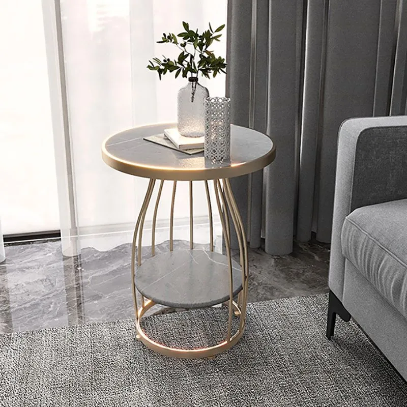 Actueel Frame Side Table Slate Round Sofa End Table Storage
