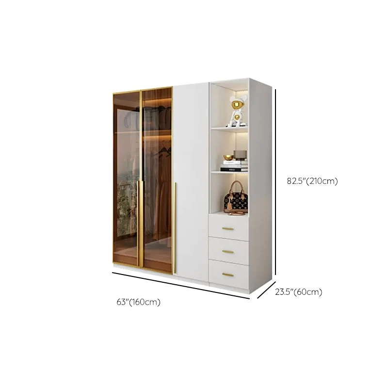 Actueel Freestanding Wardrobe Wood Frame Wardrobe Tempered Glass Doors 31