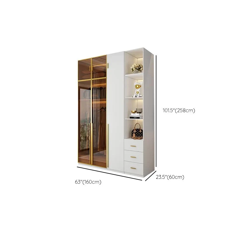 Actueel Freestanding Wardrobe Wood Frame Wardrobe Tempered Glass Doors 31