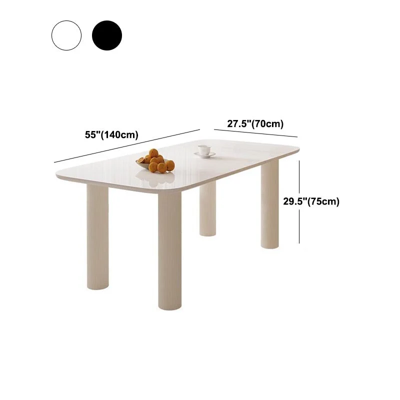 Actueel Rectangle Dining Room Collection Stone and Wood Fixed Dinner Table White