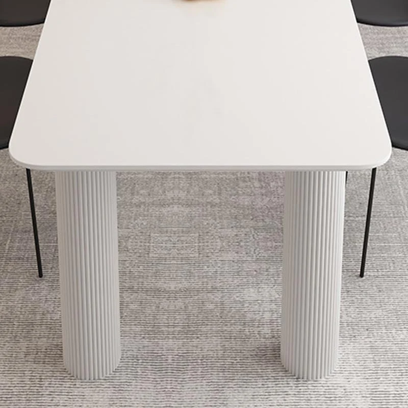 Actueel Rectangle Dining Room Collection Stone and Wood Fixed Dinner Table White