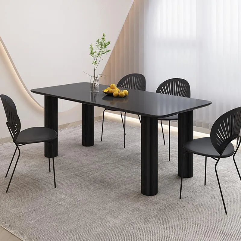 Actueel Rectangle Dining Room Collection Stone and Wood Fixed Dinner Table White