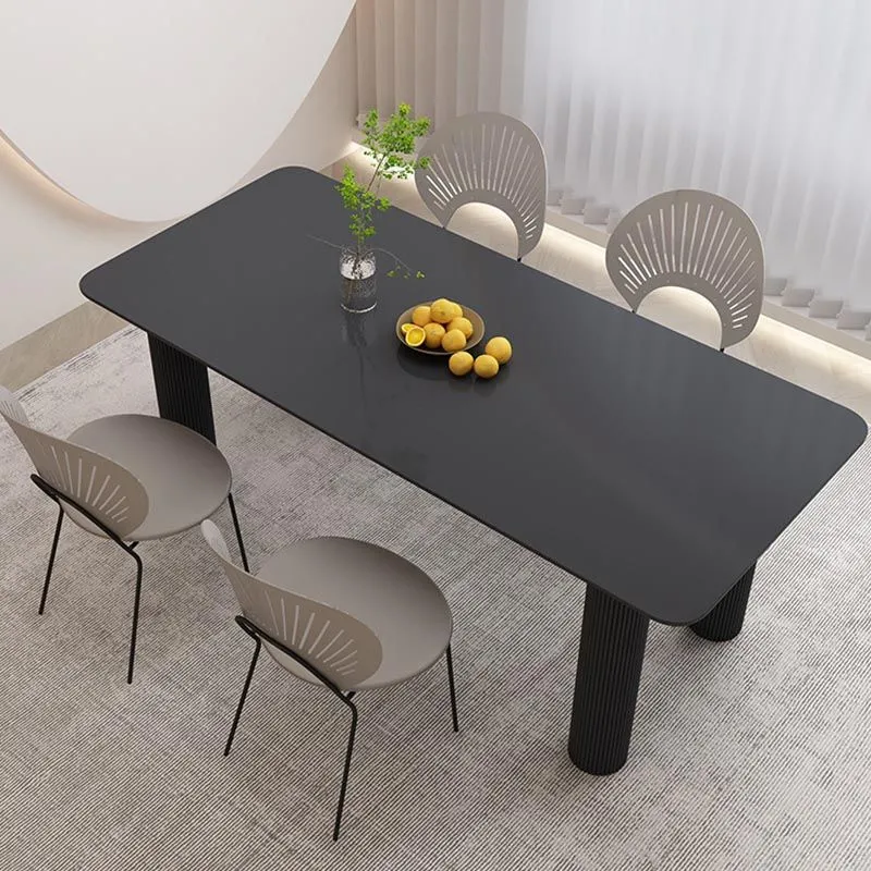 Actueel Rectangle Dining Room Collection Stone and Wood Fixed Dinner Table White