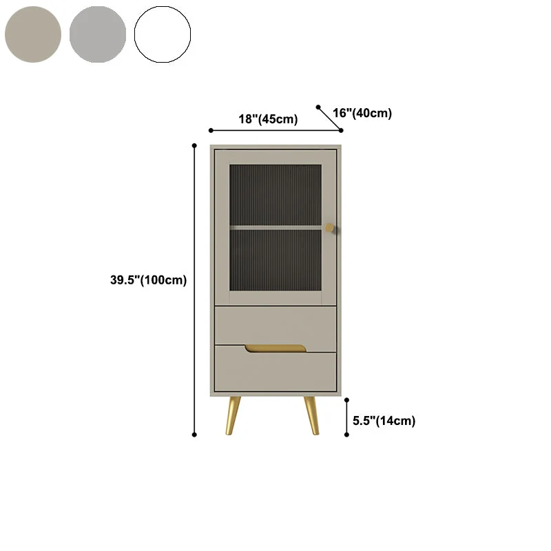 Actueel Storage Cabinet Faux Wood Display Cabinet Glass Doors and 2 Drawer Bedroom 18l