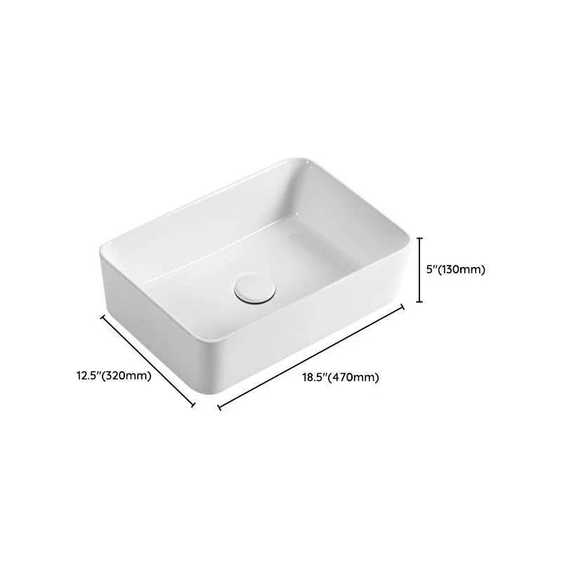 Actueel Vessel Bathroom Sink Square Porcelain Pop-Up Drain Wash Stand 14l