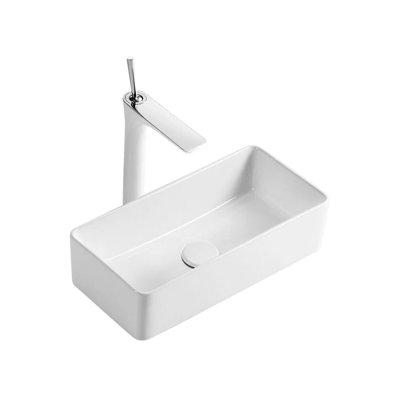 Actueel Vessel Bathroom Sink Square Porcelain Pop-Up Drain Wash Stand 14l