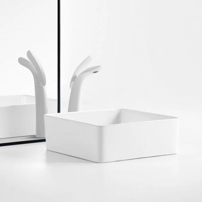 Actueel Vessel Bathroom Sink Square Porcelain Pop-Up Drain Wash Stand 14l