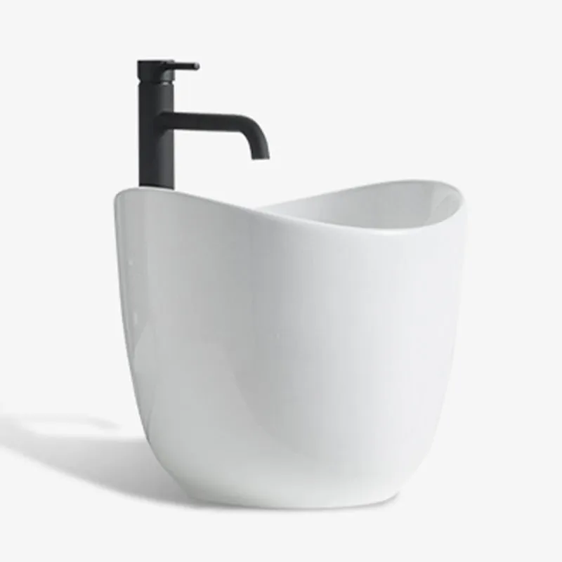 Actueel Vessel Sink Round Porcelain Pop-Up Drain Vessel Bathroom Sink