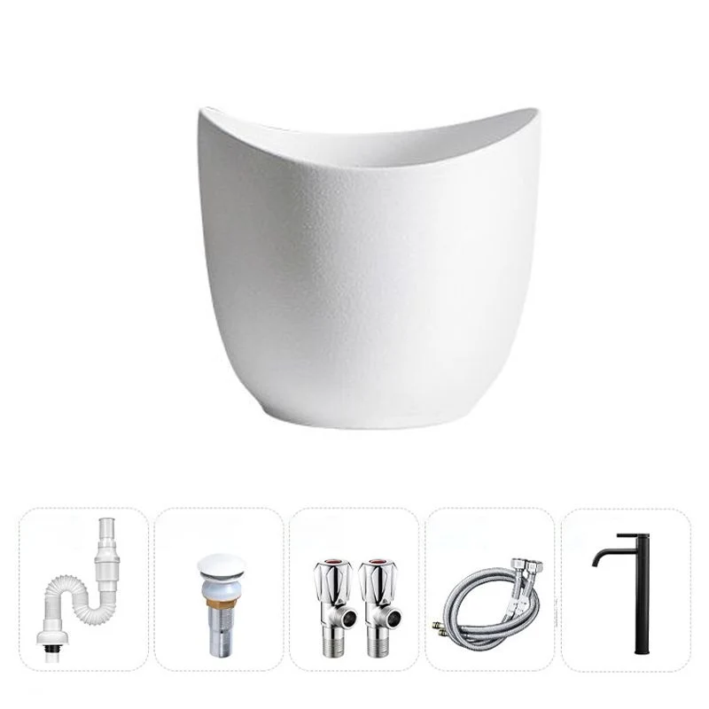 Actueel Vessel Sink Round Porcelain Pop-Up Drain Vessel Bathroom Sink