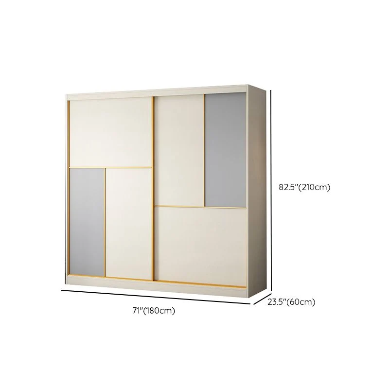 Bedroom Sliding Doors Storage Cabinet Coastal Style Van hout Wardrobe 47l