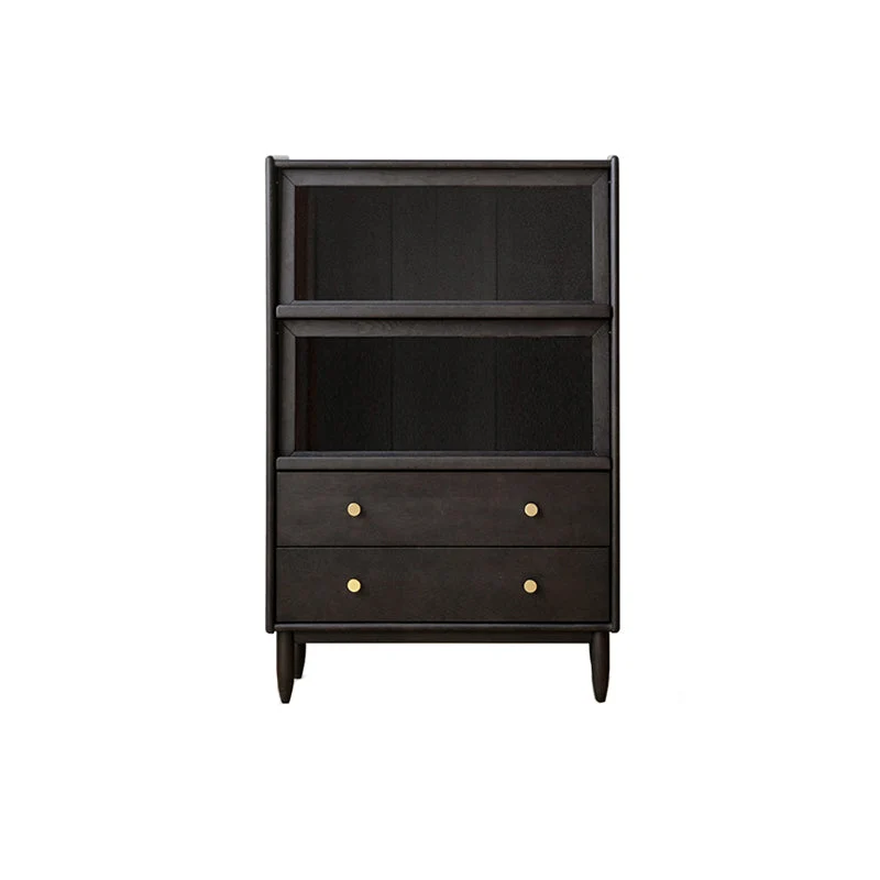 Black Eenkleurig Wood Curio Cabinet Modern Glass Doors Lighting 24l