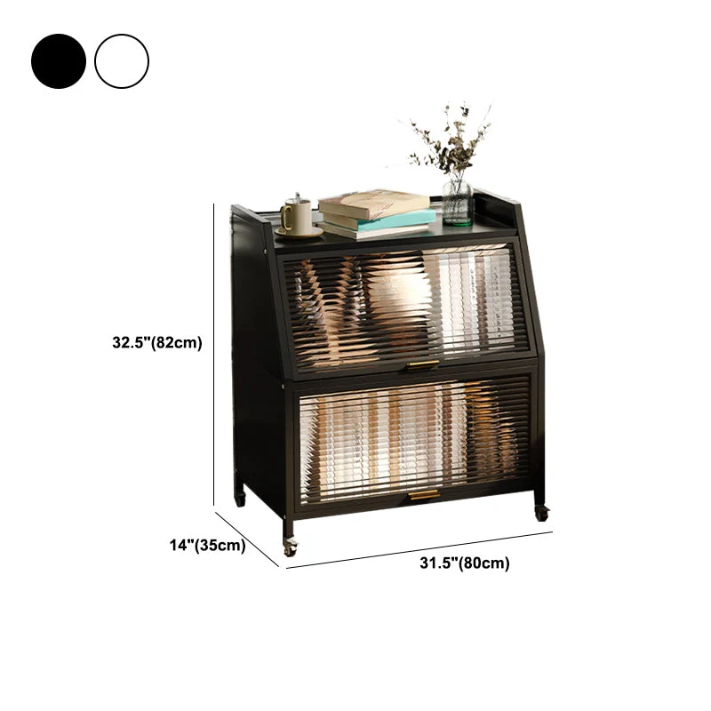 Cabinets Included Night Table Metal Koolzwart / White Nightstand Glass Doors 16l