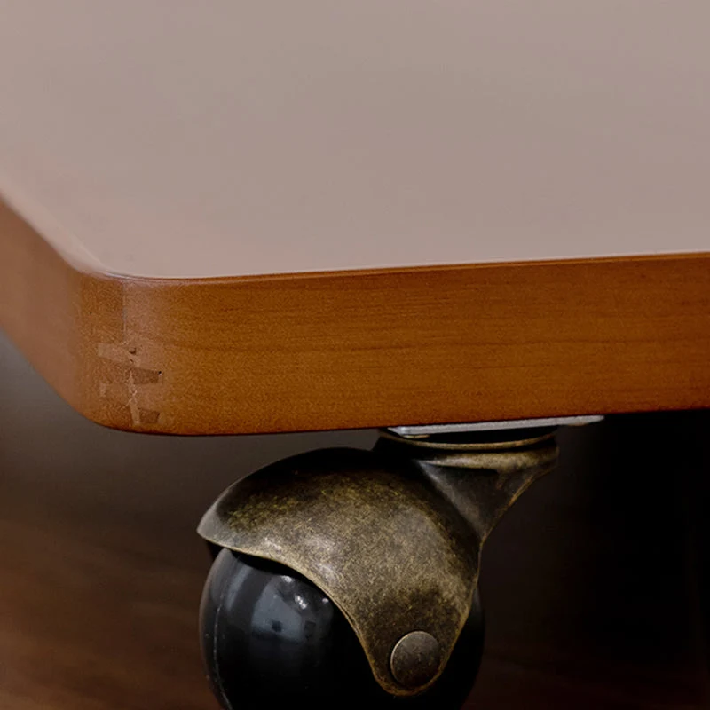 Cherry Hout Storage End Table Rectangular 2-Tier Side Table Casters 27l