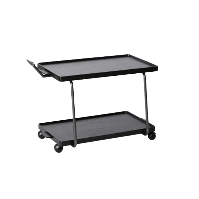 Cherry Hout Storage End Table Rectangular 2-Tier Side Table Casters 27l