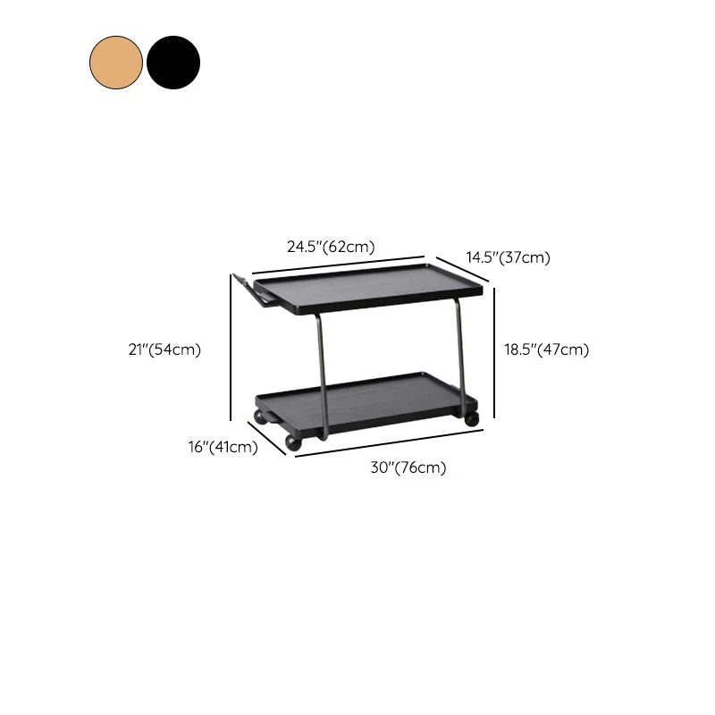Cherry Houtsoort Storage End Table Rectangular 2-Tier Side Table Casters 27l